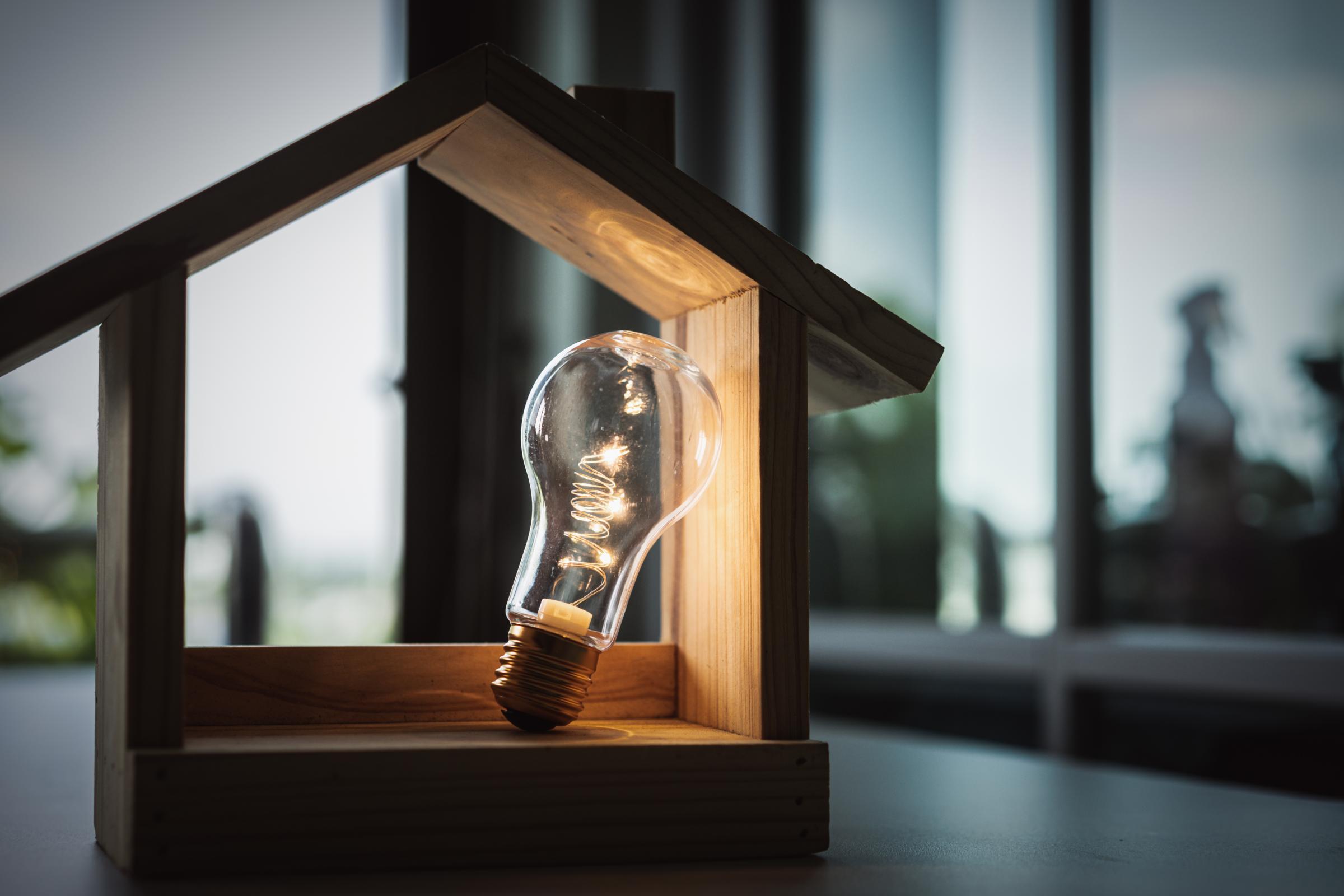light bulb in a small model house